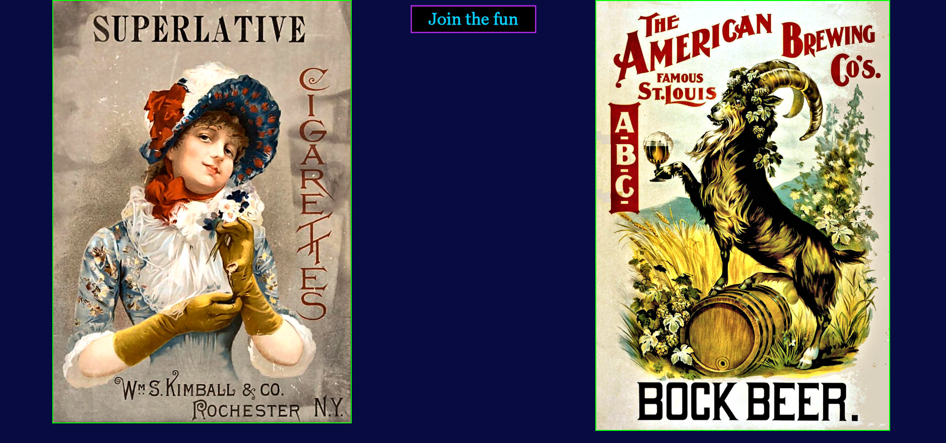 Cigarette and Beer Ads, 1890